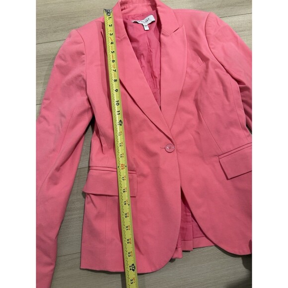 Derek Lam 10 Crosby Allie Single Breasted Hot Pink Blazer Cotton Blend 4 Barbie - Picture 3 of 15